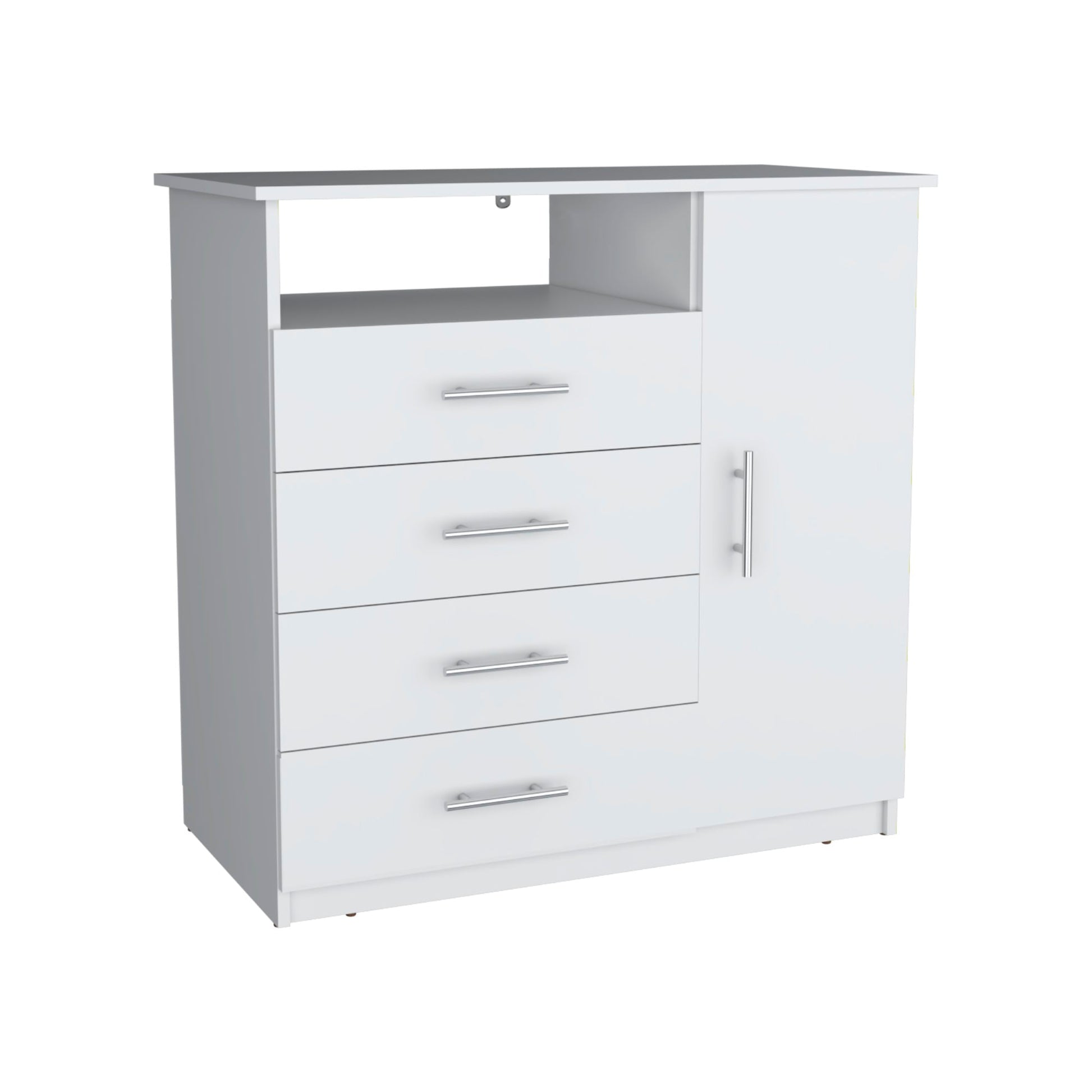 Comoda Peru 4 Cajones 1 Puerta 88X91X45 Rta Blanco