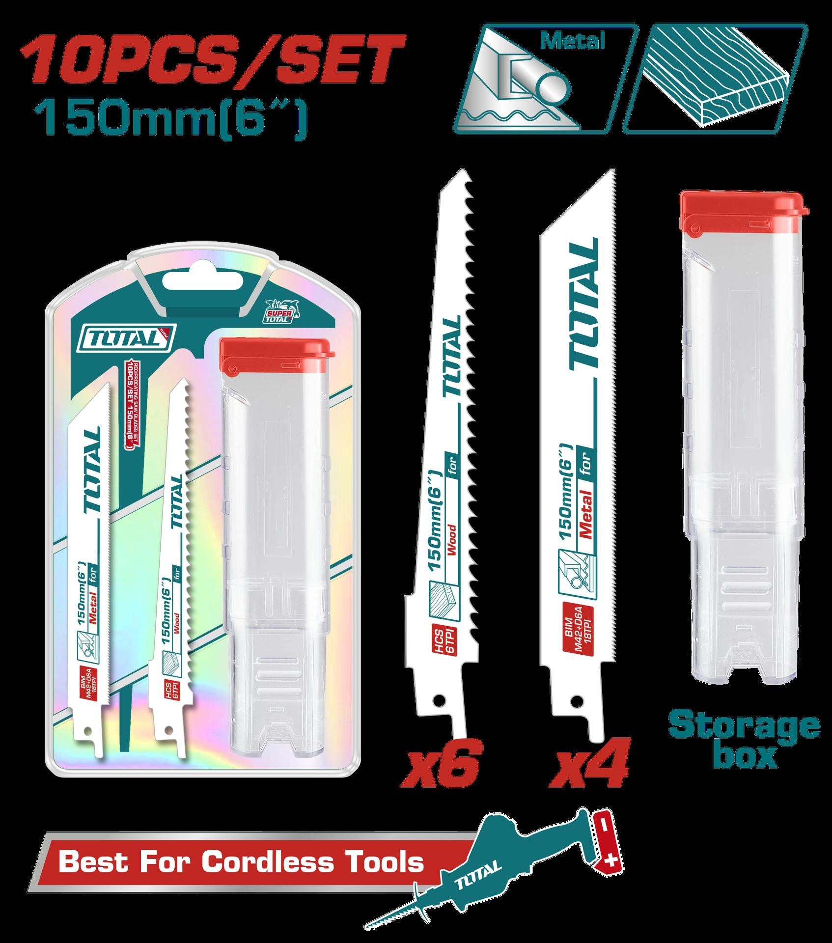 Set De Segueta Sierra Sable  6 X10Pcs Para Metales Total Tac521002