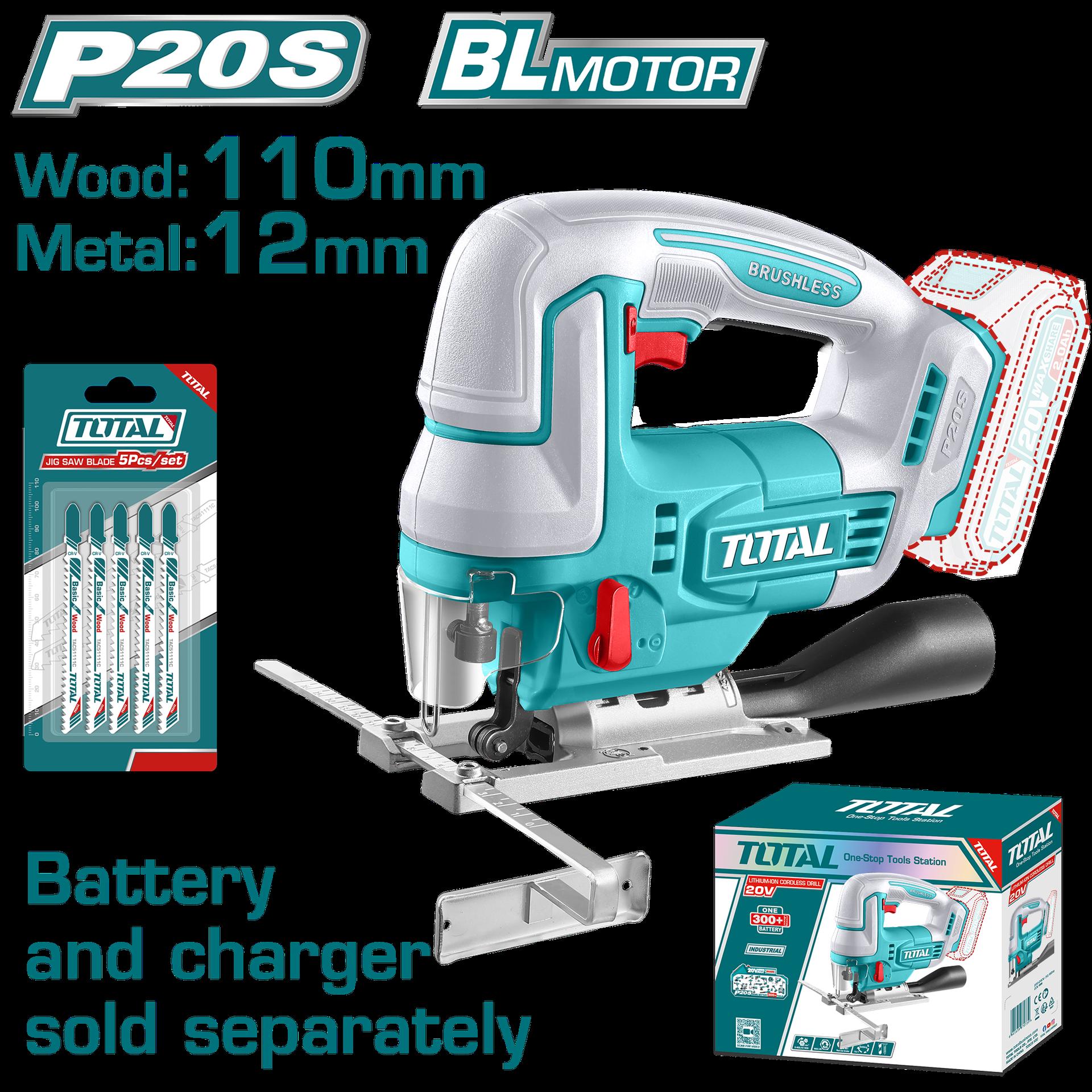 Caladora Inalambrica 20V  5 Sierra Sable Bateria Y Cargador No Incluido Industrial Super Total Tjsli1008