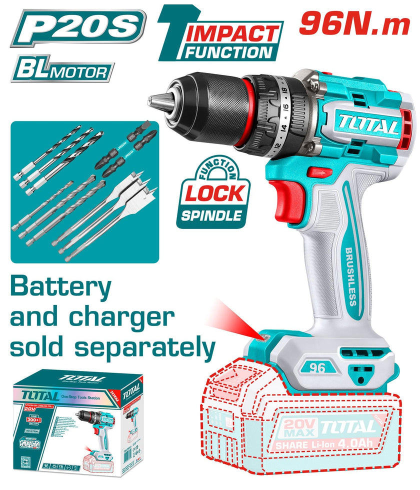 Taladro Inalambrico 12 20V 96 Nm Incluye 11 Punta Accesprios Bateria Y Cargador Se Vende Por Separado Industrial Super Total Tidli209681