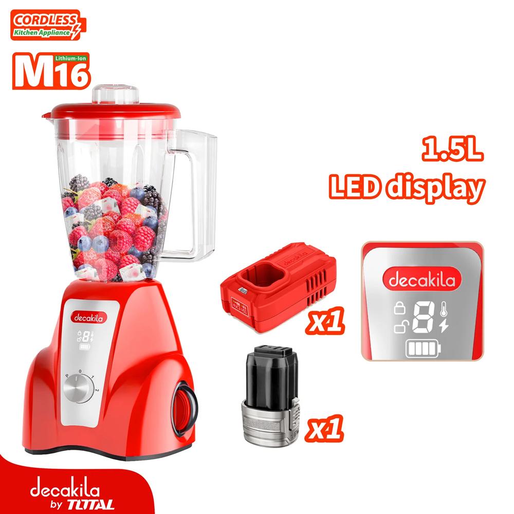 Licuadora Inalambrica  16V  15L Vaso Plastico  Incluye Bateria Y Cargador Decakila Kujb051R
