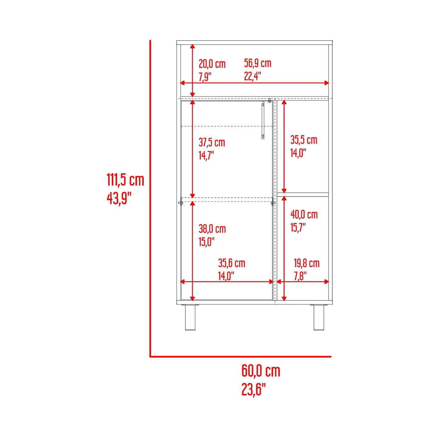 Archivador Mediano Bryce 111X60X39 Rta Blanco Fresno