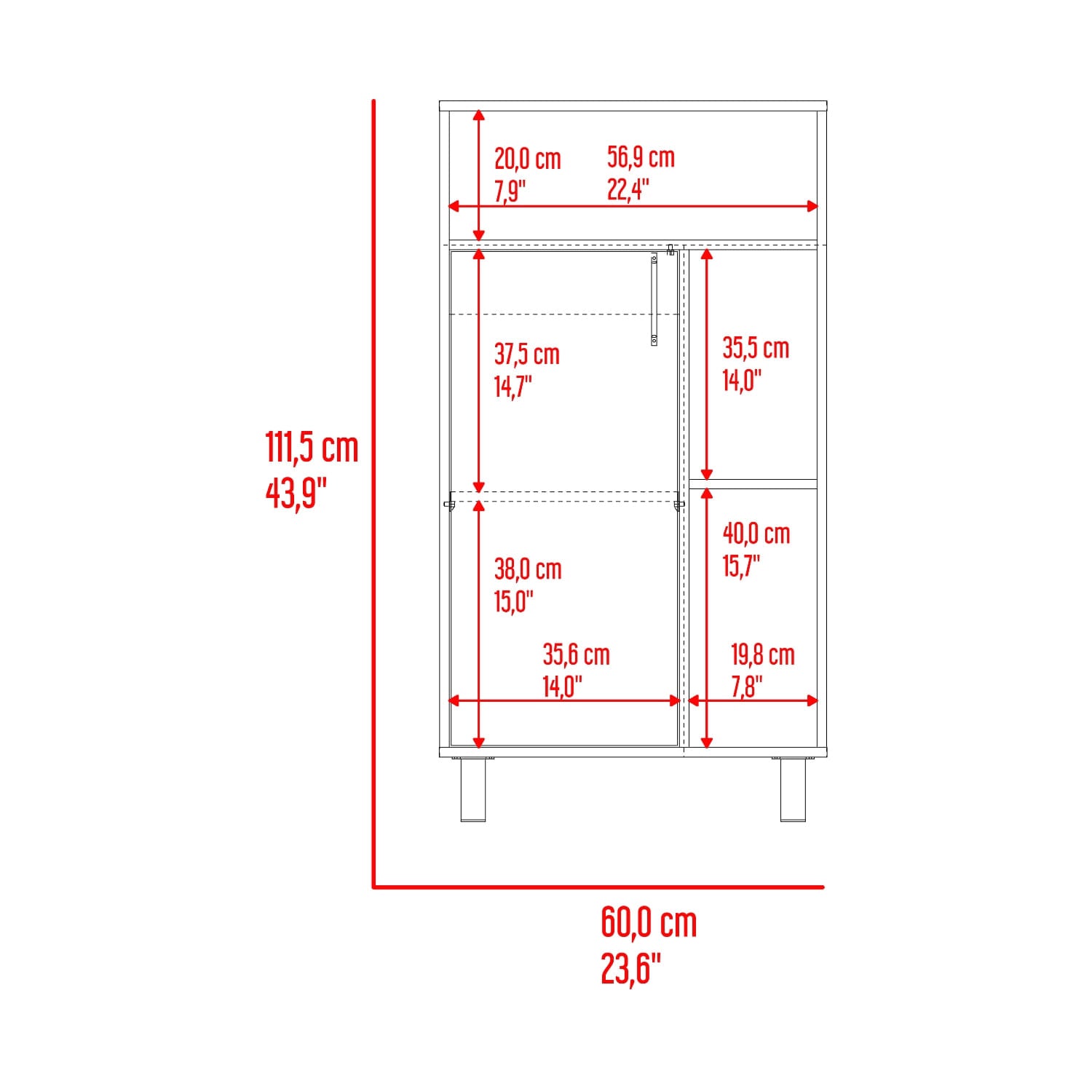 Archivador Mediano Bryce 111X60X39 Rta Blanco Fresno