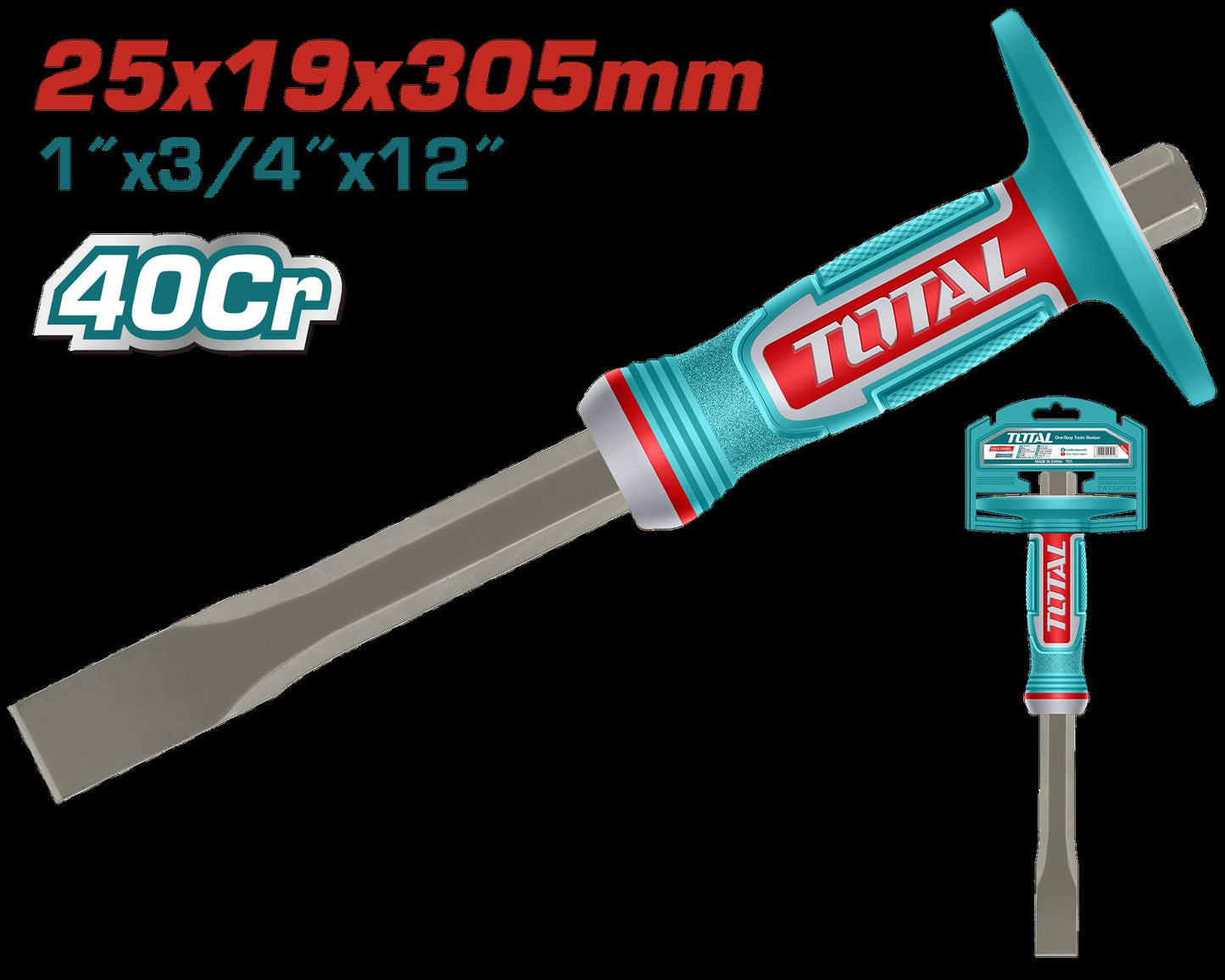 Cincel Plano 1 X 34 X 12 Con Protector Industrial Super Total Tht4532519