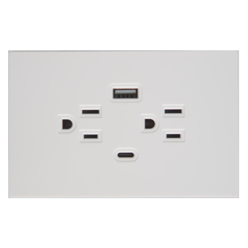 Toma Doble  Tipo Usb  Tipo C Terra Blanca  Uduke V7032