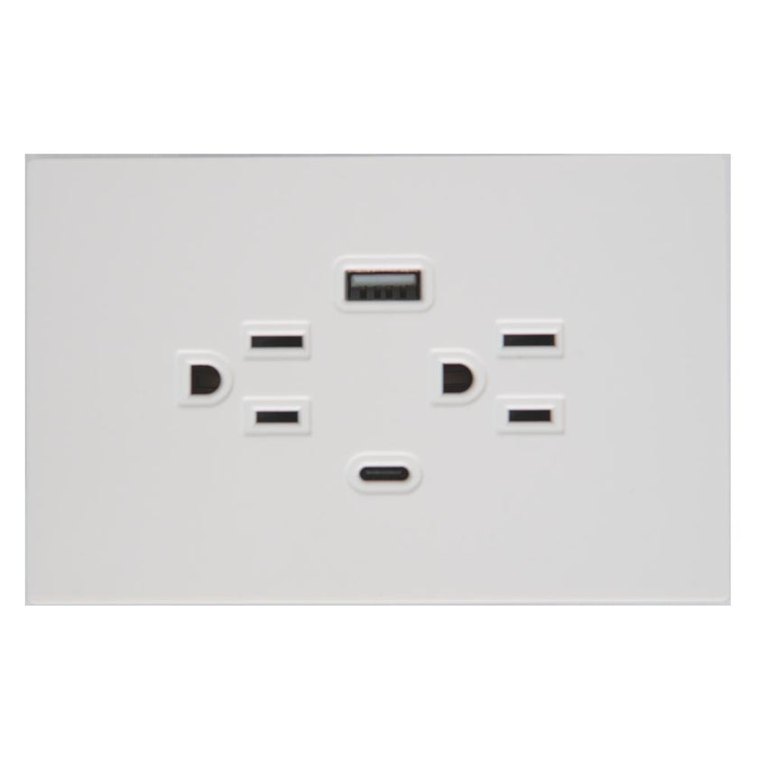 Toma Doble  Tipo Usb  Tipo C Terra Blanca  Uduke V7032