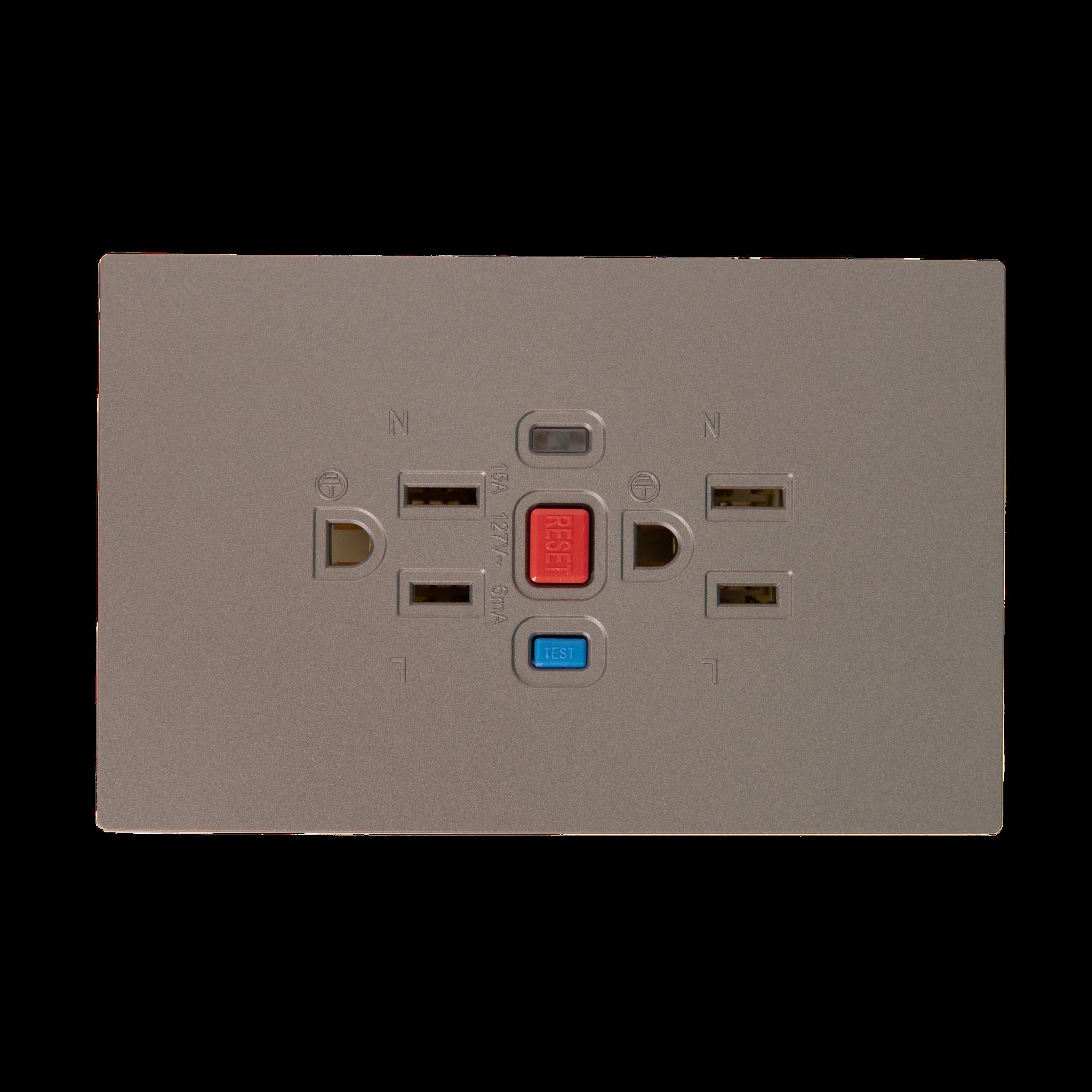 Toma Doble Gfci Terra Gris Uduke V8020