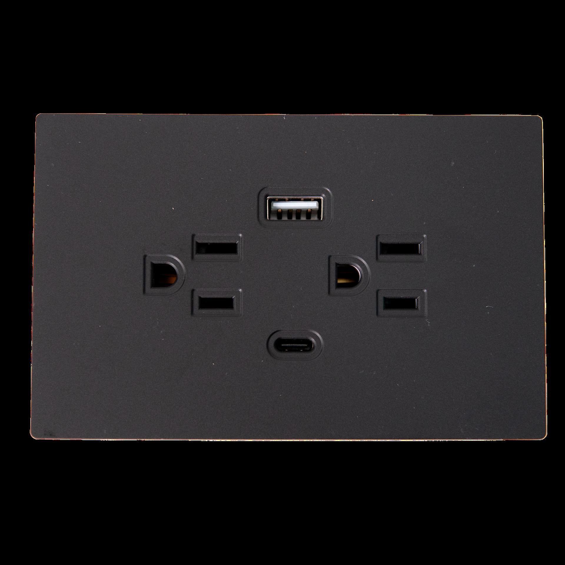 Toma Doble  Tipo Usb  Tipo C Terra Negra  Uduke V6032