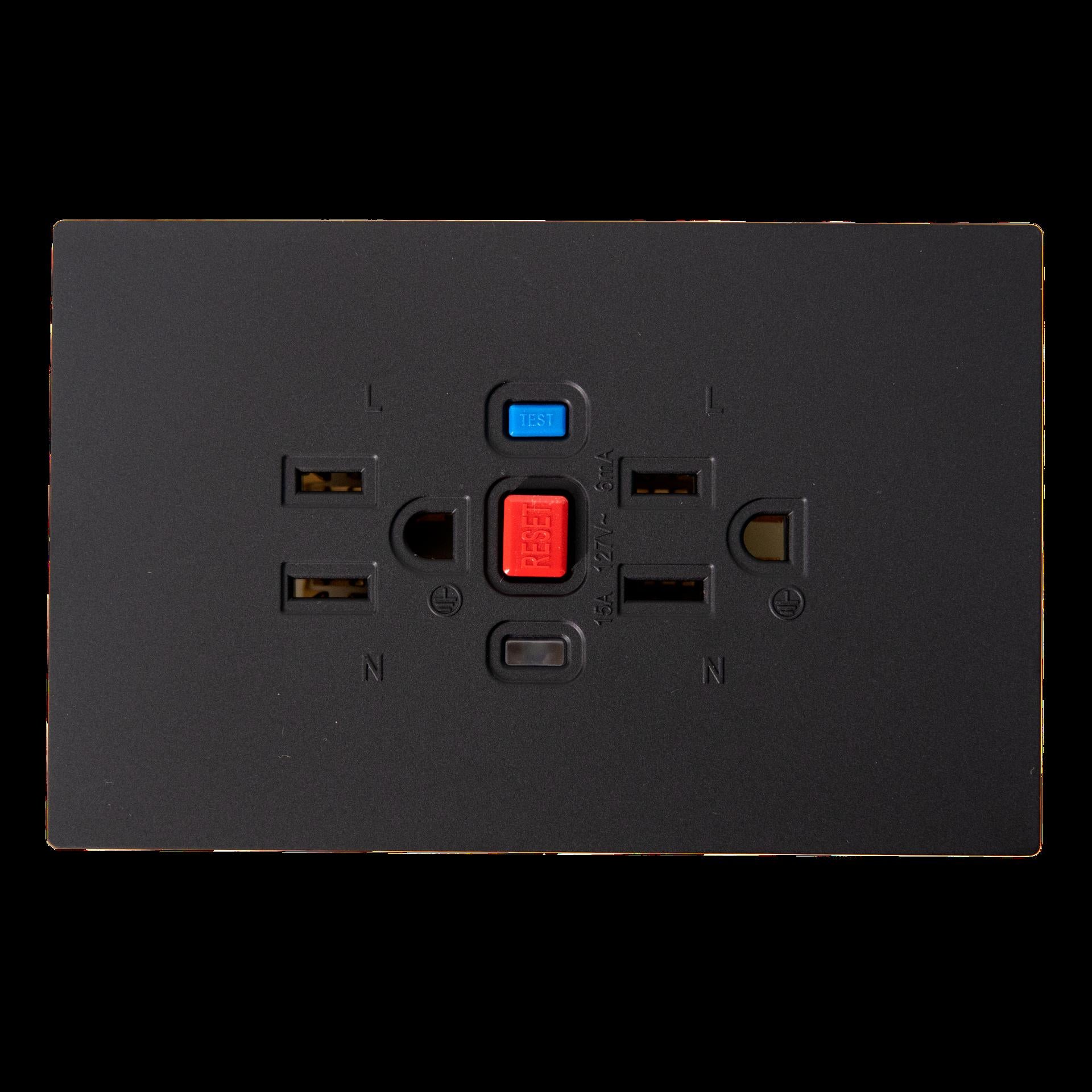 Toma Doble Gfci Terra Negra Uduke V6020