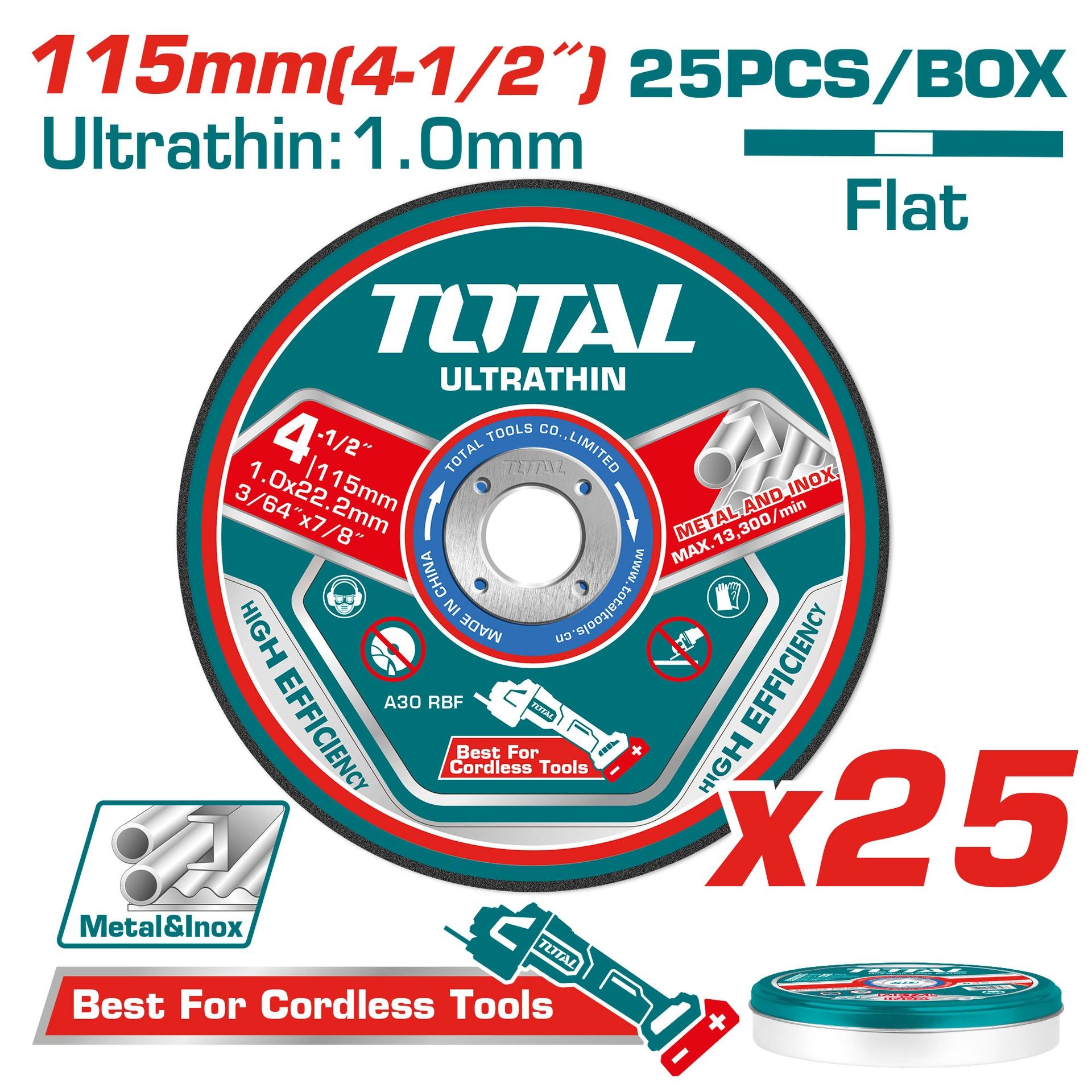 Disco Corte Metalacero Inoxidable 4 12 Juego X 25 Pcs Total Tac11011525