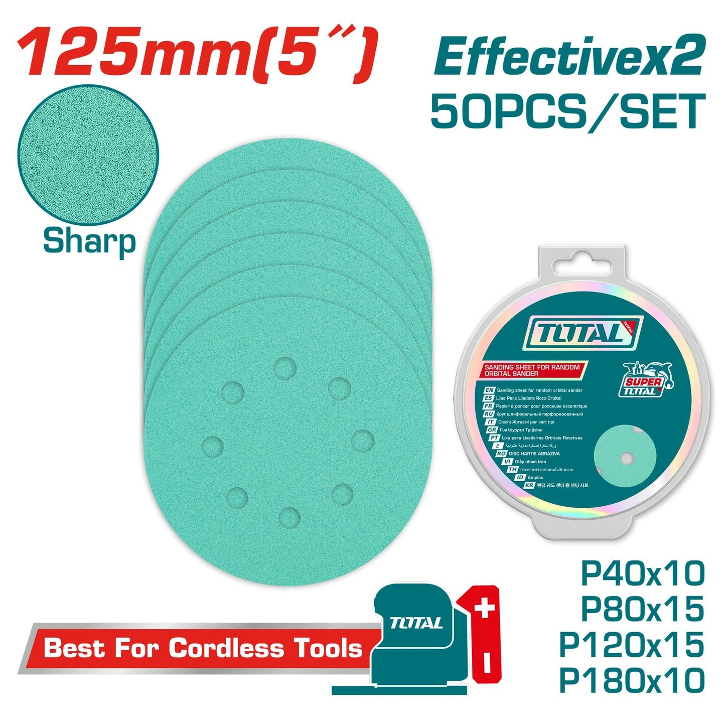 Juego De Lija X 50 Piezas 5 Industrial Total Tac125050