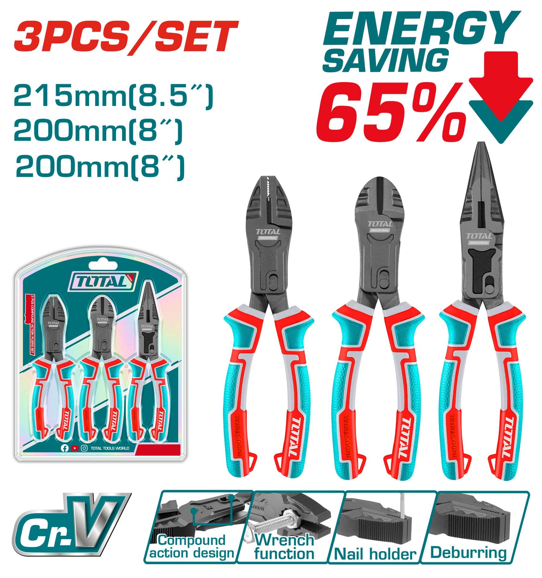Juego De Alicate X 3 Piezas  Cromo Vanadium Industrial Total Tht2Ck231S
