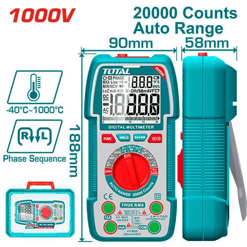 Tester Digital 1000V 20000 Conteos Rms Industrial Total Tmt5410003