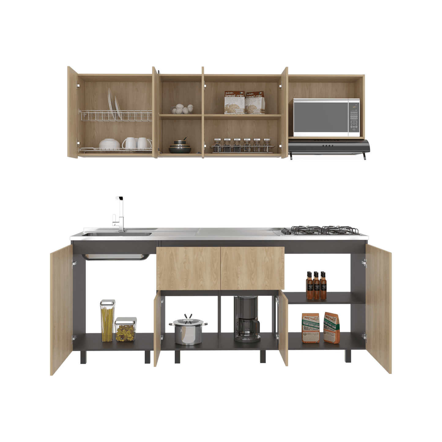 Cocina 2,10 Amantia Rta Fresno Plomo