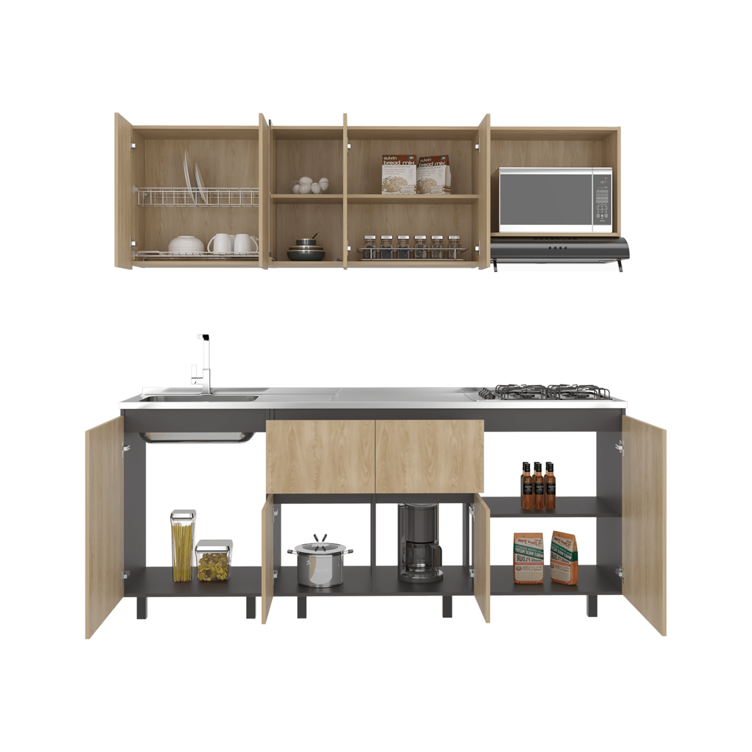 Cocina 2,10 Amantia Rta Fresno Plomo