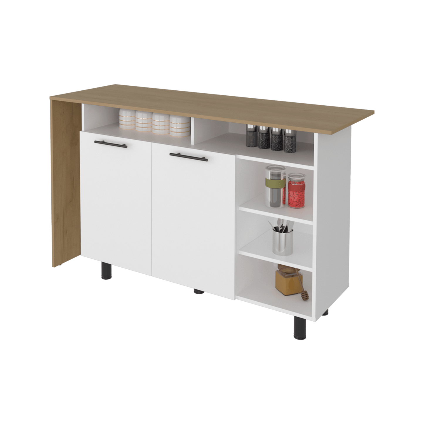 Isla De Cocina Corcega 89X150X52 Rta Blanco Fresno Zf