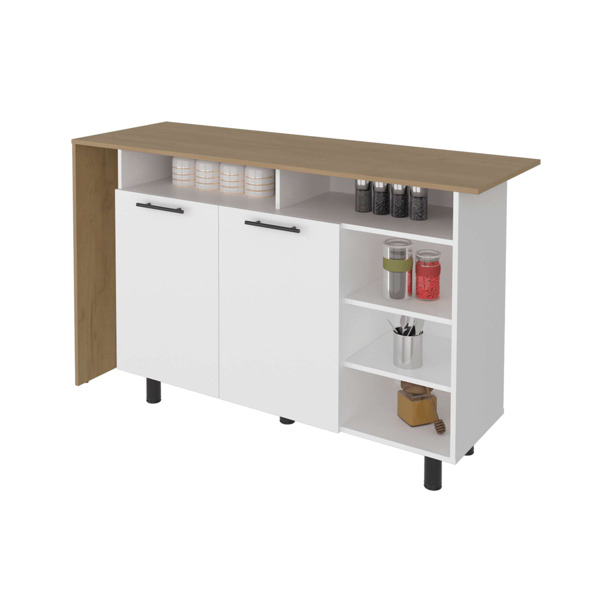 Isla De Cocina Corcega 89X150X52 Rta Blanco Fresno Zf