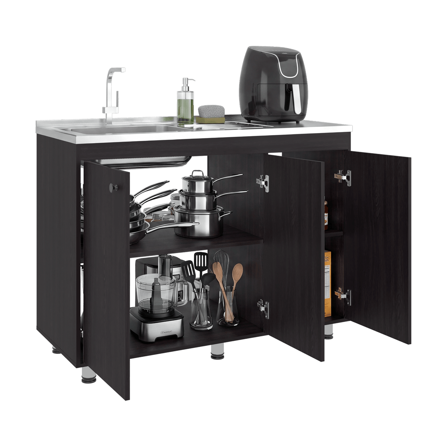 Mueble Inferior De Cocina Napoles 90X120X50 Rta Wengue Zf