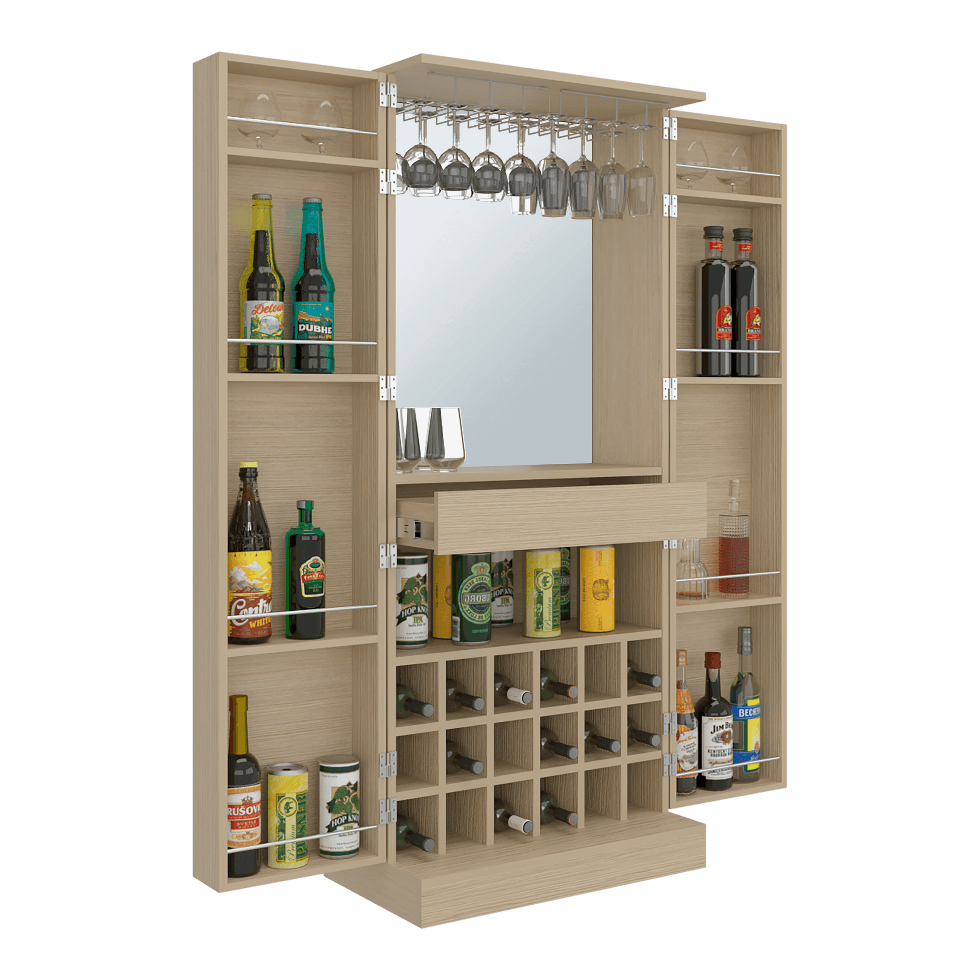 Bar Malbec Con Espejo Alto 175X75X42 Rta Cartagena Zf