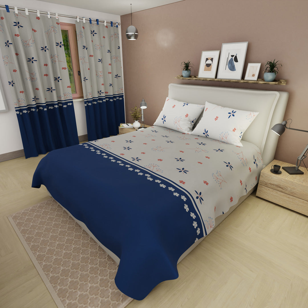 Juego De Sábanas Microfibra Suavizada Pradera  Blue