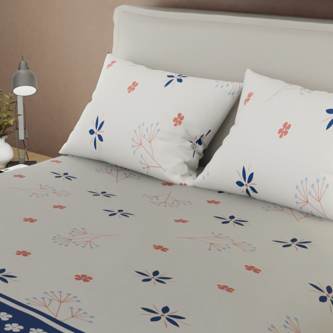 Juego De Sábanas Microfibra Suavizada Pradera  Blue