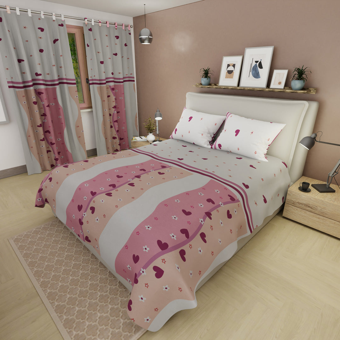Juego De Sábanas Microfibra Suavizada  Marea Romántica Rosa