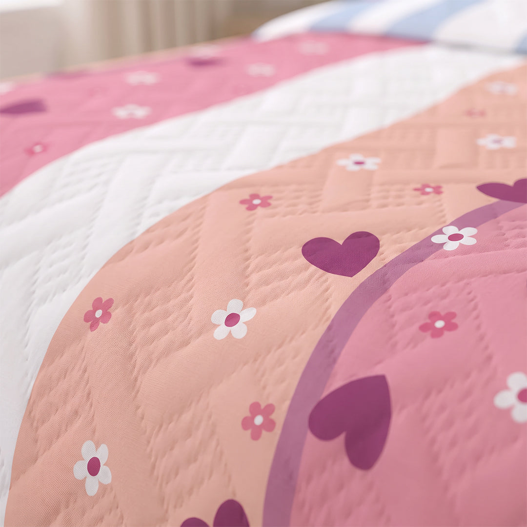 Cubrelecho Termosellado Doble Faz Marea Romántica Rosa
