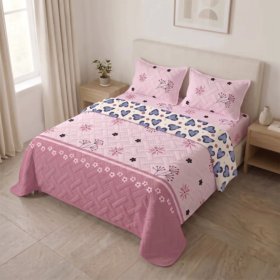 Cubrelecho Termosellado Doble Faz  Pradera Rosé