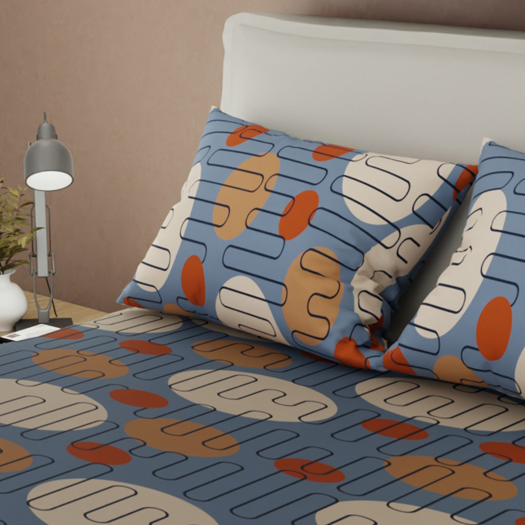 Sábana Ajustable Trazo Memphis Azul