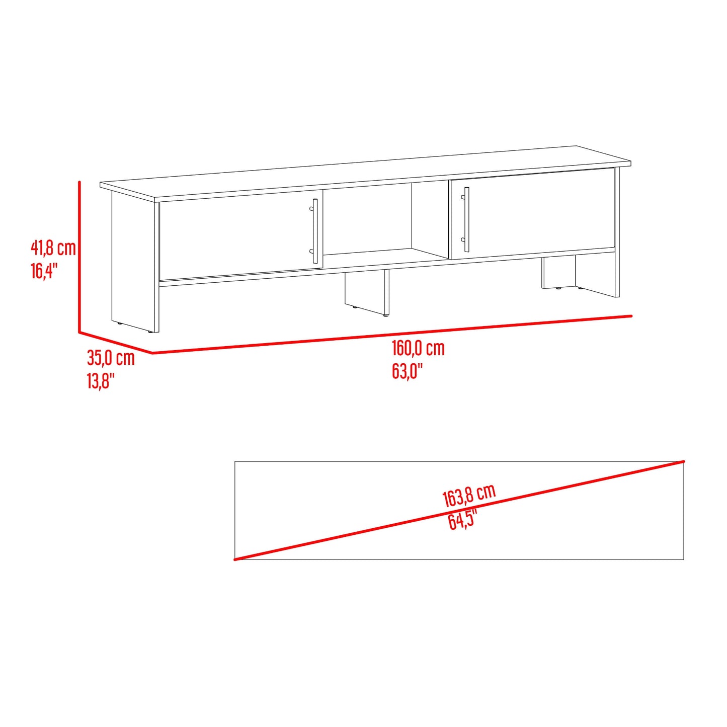 Rack De Tv Dago 41X160X35 Rta Avellana Wengue Zf