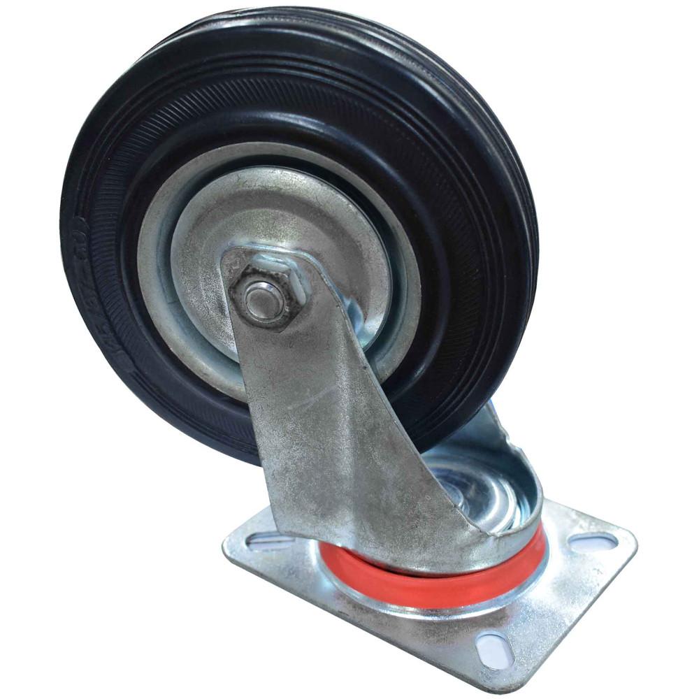 Rodachines 5 Plano Negro Caucho Con Rin 125Mm 150Kg Individual Ht40244