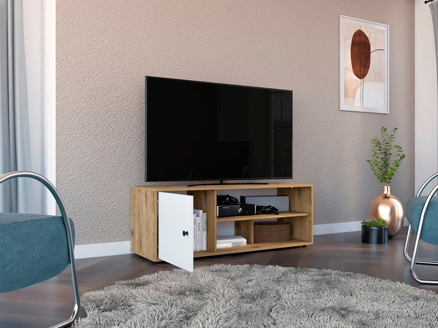 Rack De Tv 55'' Noah Rta Macadamia Blanco