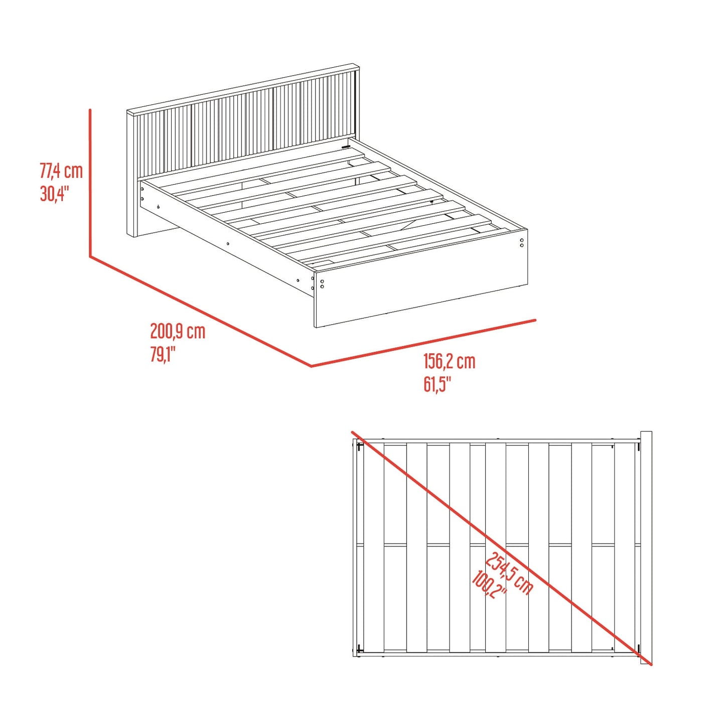 Cama 140 Wanda 77,4X156,2X200,9 Rta Fresno Roble Natural