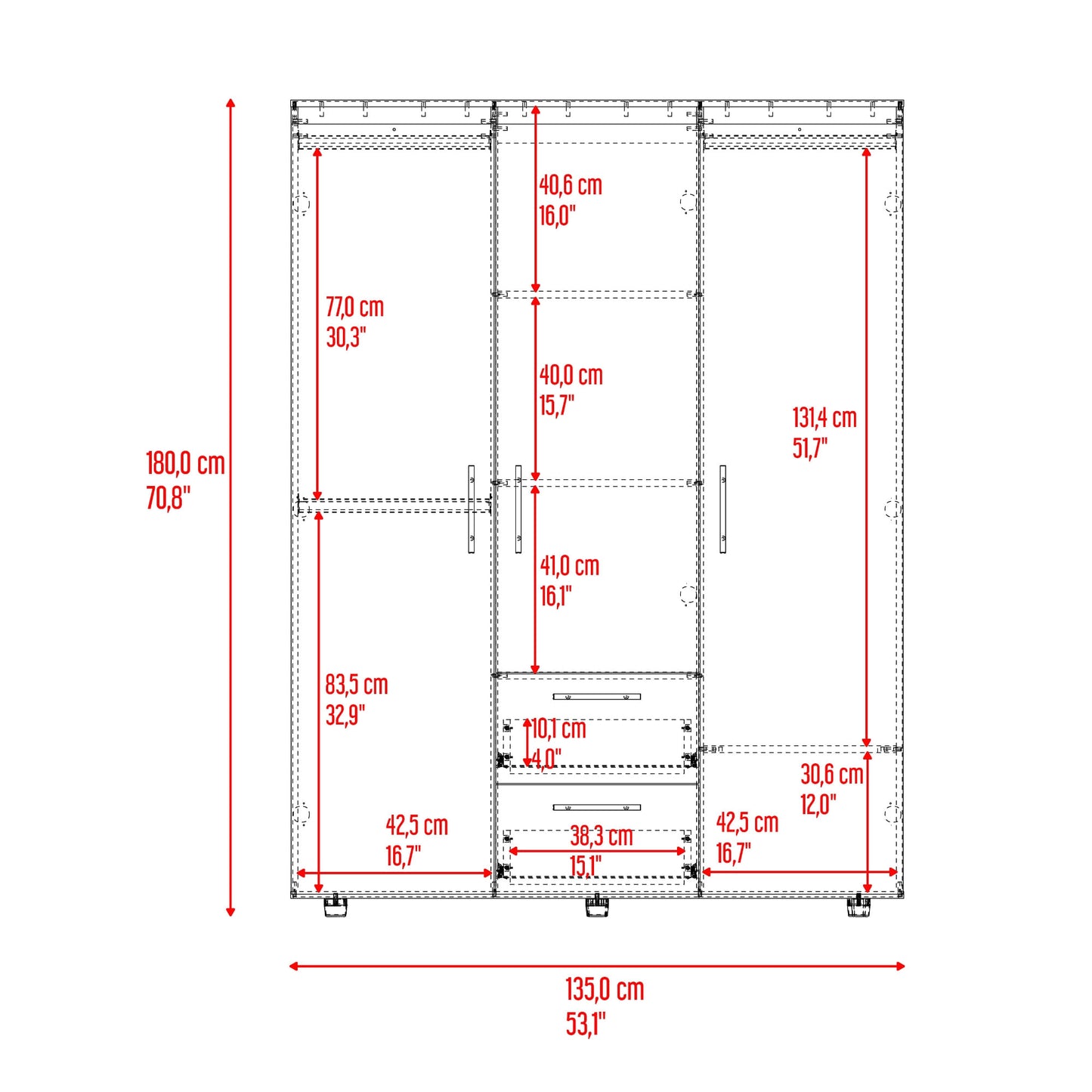 Closet Baru Lite 180X135X50 Rta Wengue
