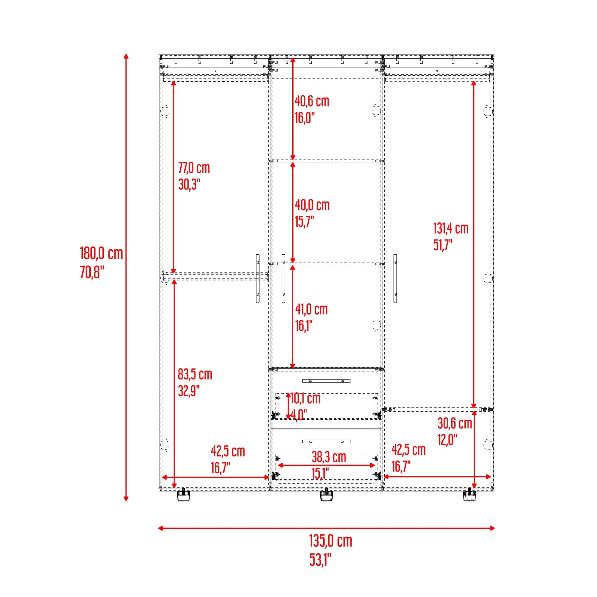 Closet Baru Lite 180X135X50 Rta Bardolino