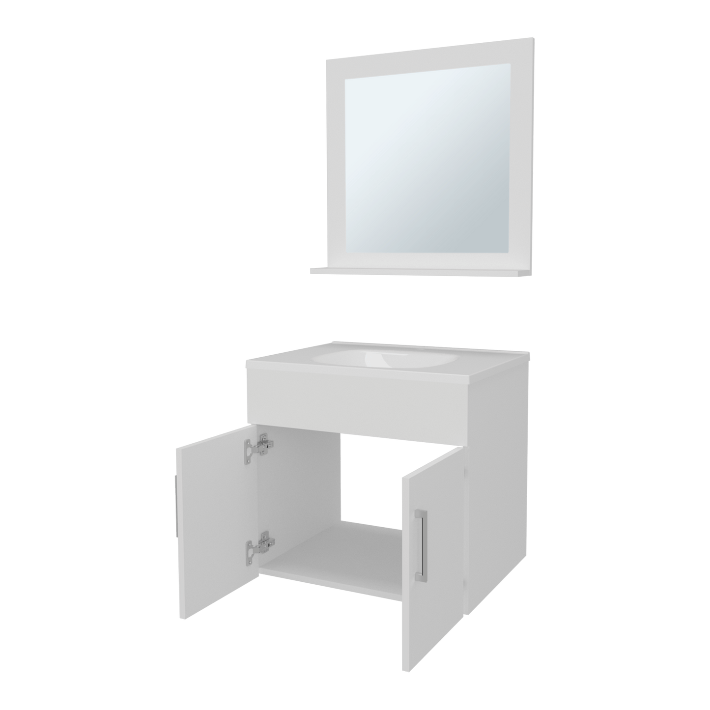 Set Mueble De Baño Blake + Espejo 53X61X45 Rta Blanco Mqz Zf