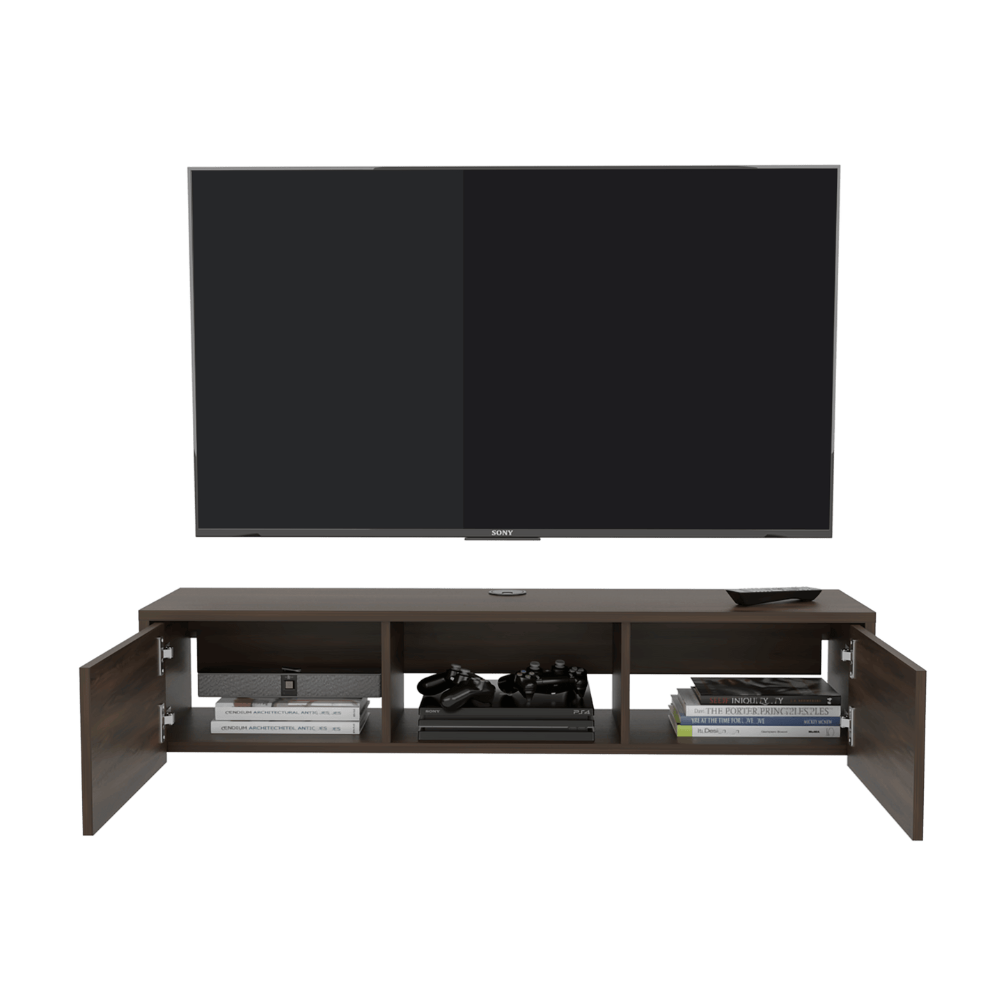 Repisa De Tv Glen Multifuncional 26X125X29 Rta Nogal Europeo
