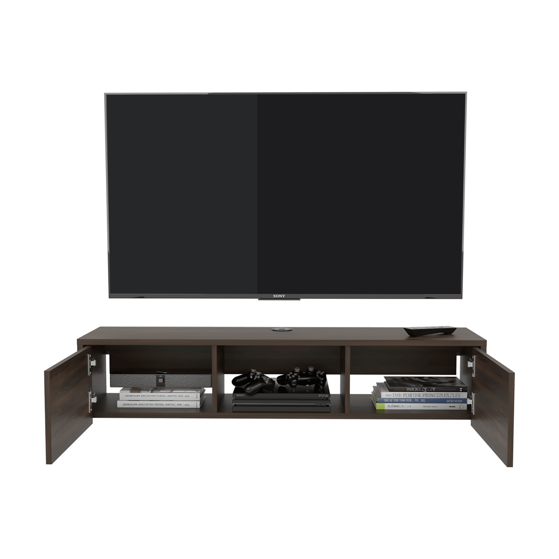 Repisa De Tv Glen Multifuncional 26X125X29 Rta Nogal Europeo