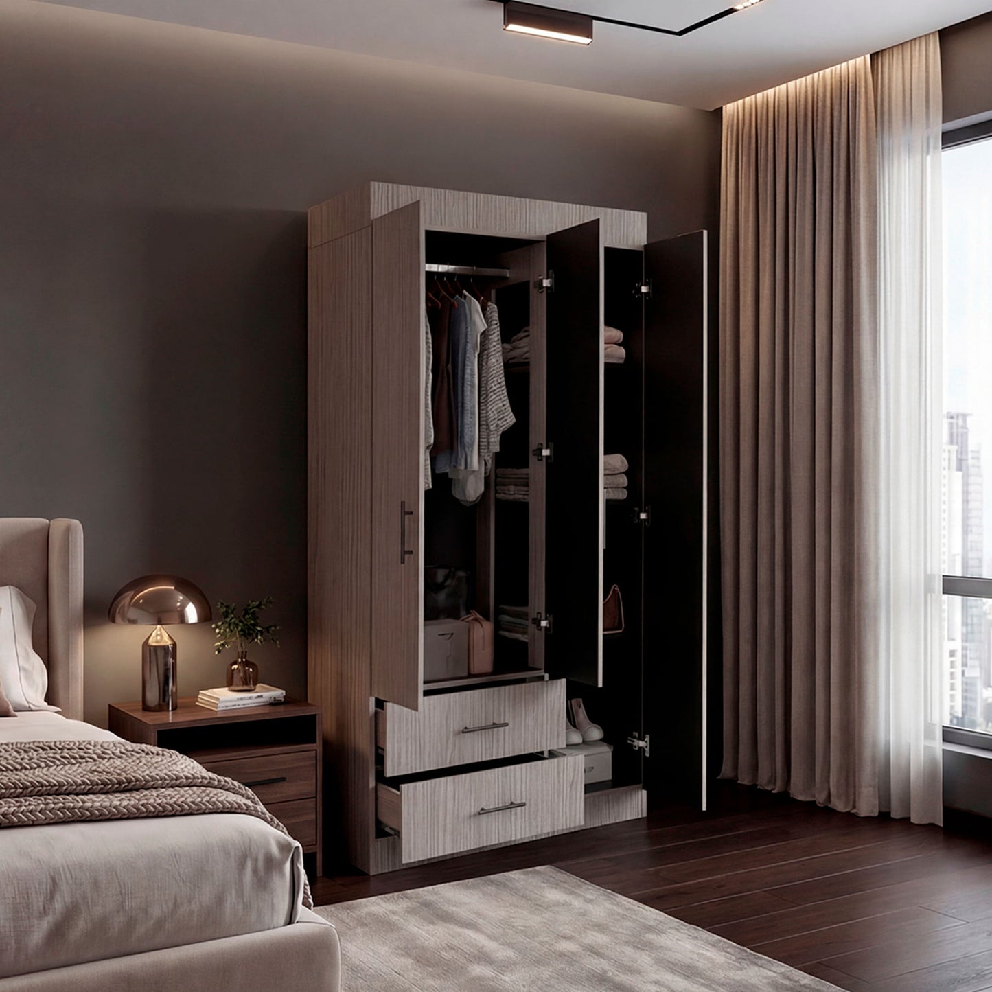 Closet Houston 180X90X46 Rta Positano Wengue