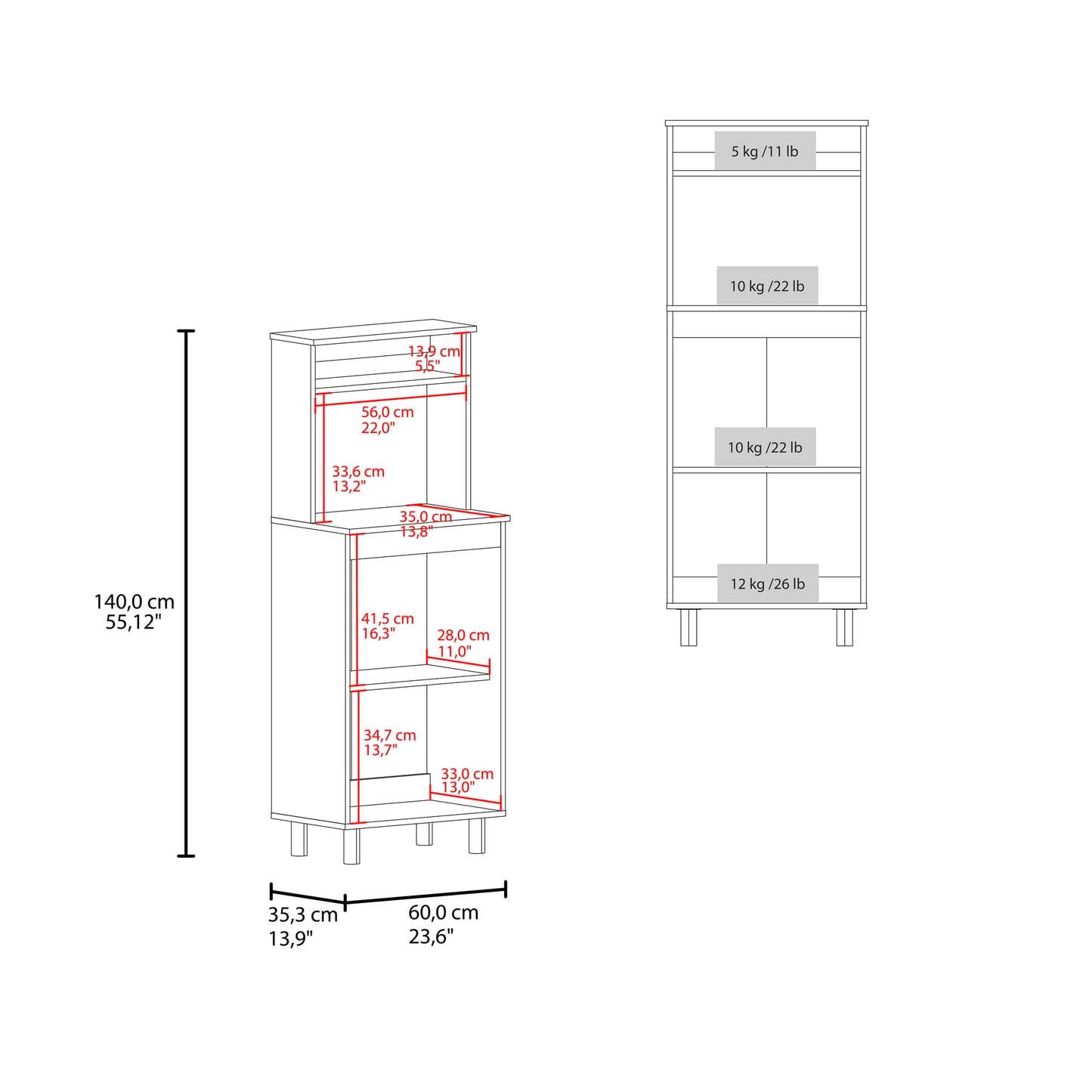Mueble Microondas Alani 140X60X35 Rta Blanco Zf