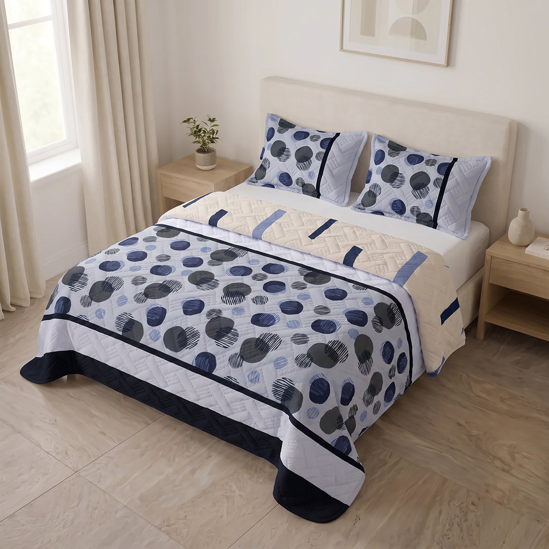 Cubrelecho Termosellado Doble Faz Indigo Bubble Atelier