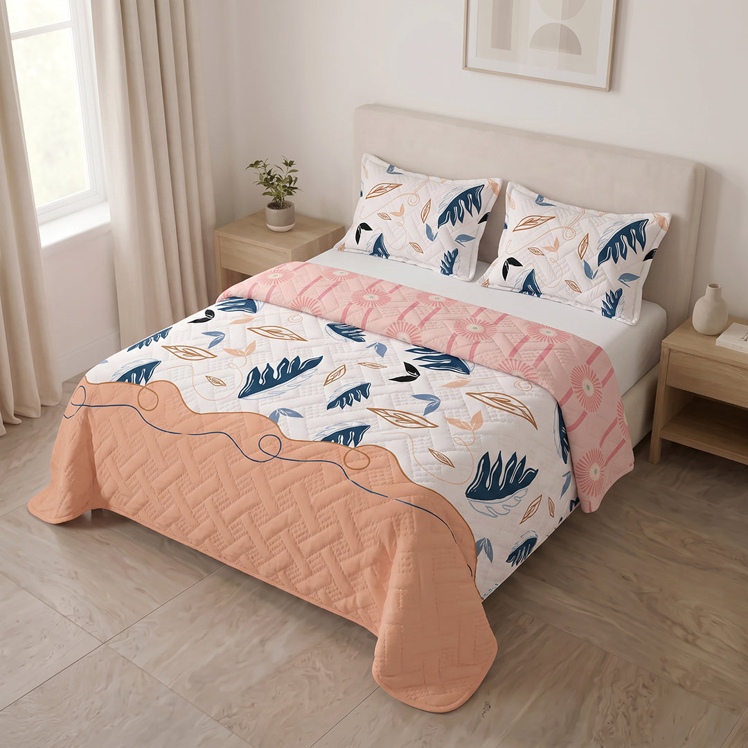 Cubrelecho Termosellado Doble Faz  Coral & Mint Breeze