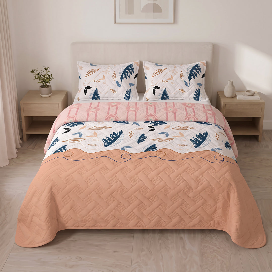 Cubrelecho Termosellado Doble Faz  Coral & Mint Breeze