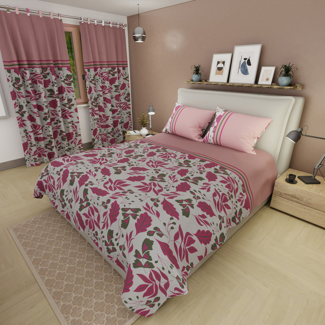 Juego De Sábanas Microfibra Suavizada Dusty Rose Botanical