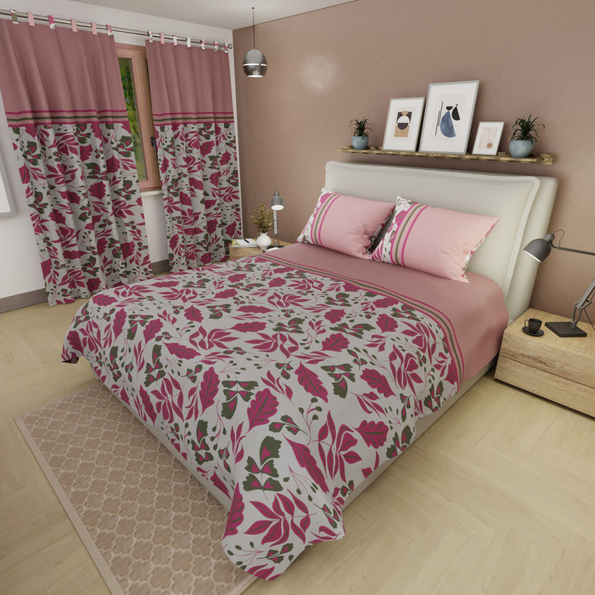 Juego De Sábanas Microfibra Suavizada Dusty Rose Botanical