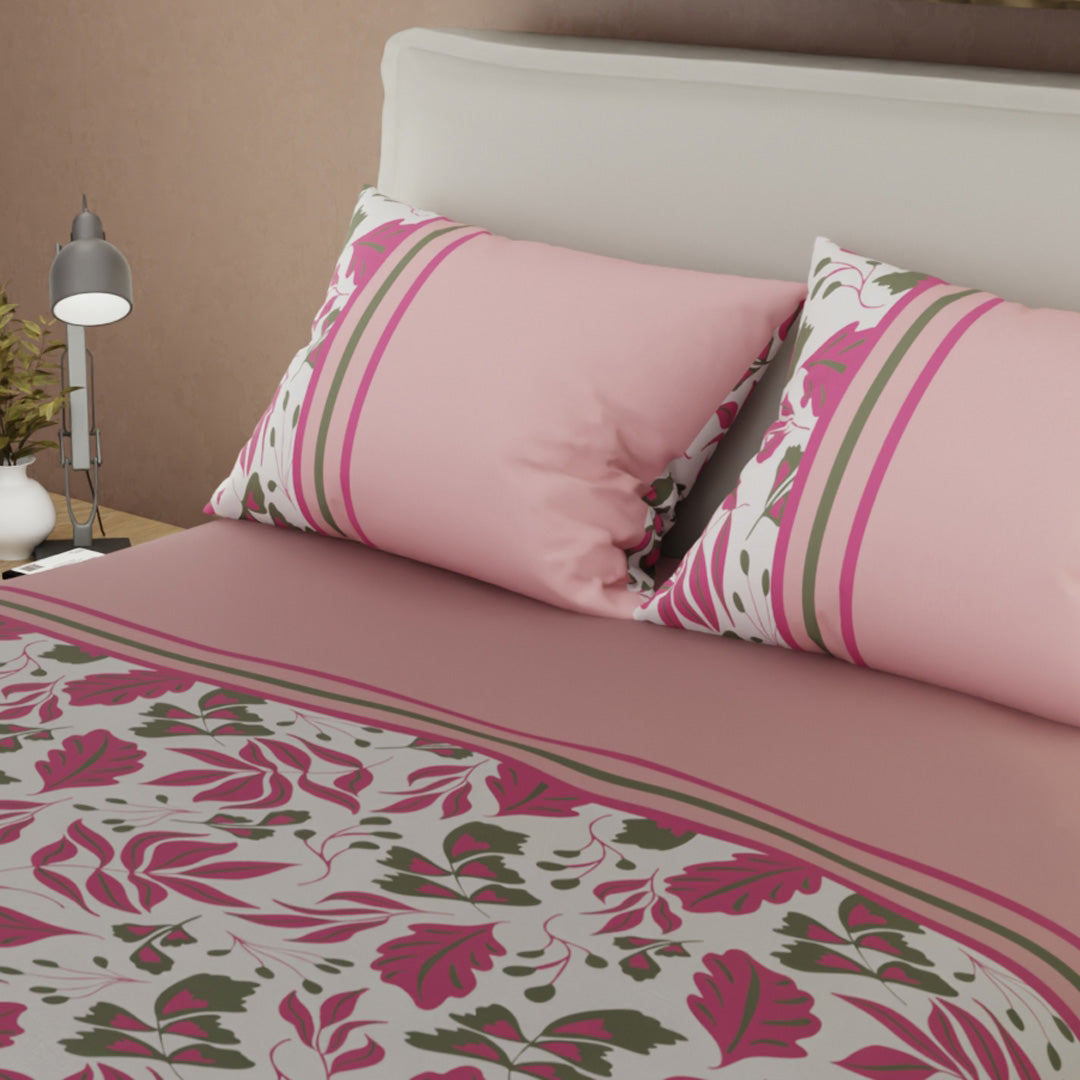 Juego De Sábanas Microfibra Suavizada Dusty Rose Botanical