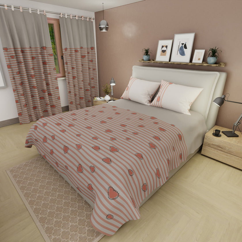 Juego De Sábanas Microfibra Suavizada Cozy Coral Hearts