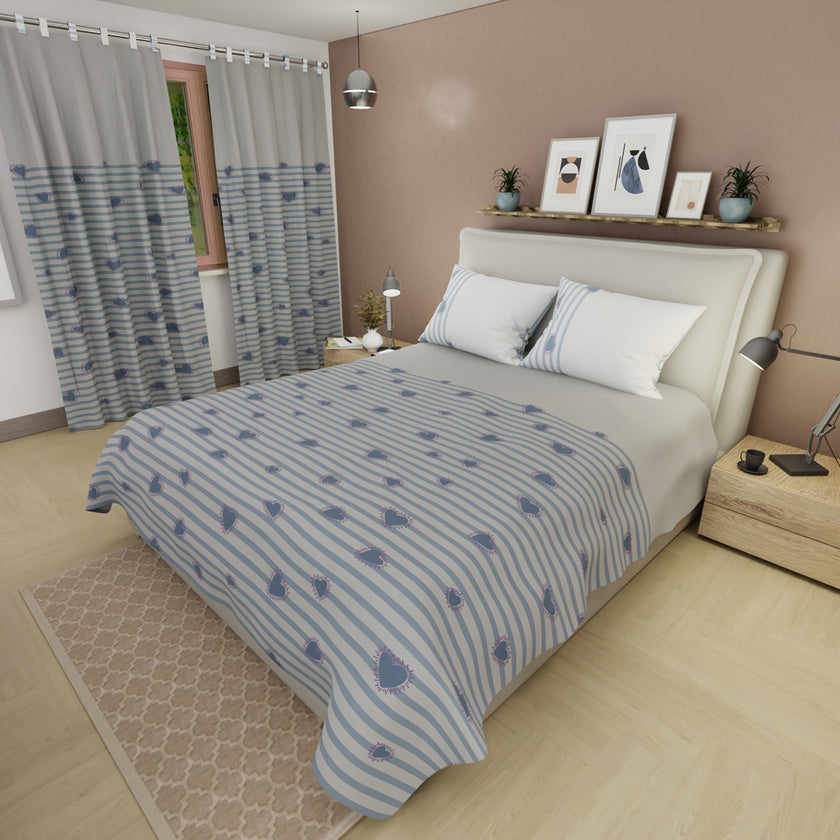 Juego De Sábanas Microfibra Suavizada Cozy Coral Hearts Blue