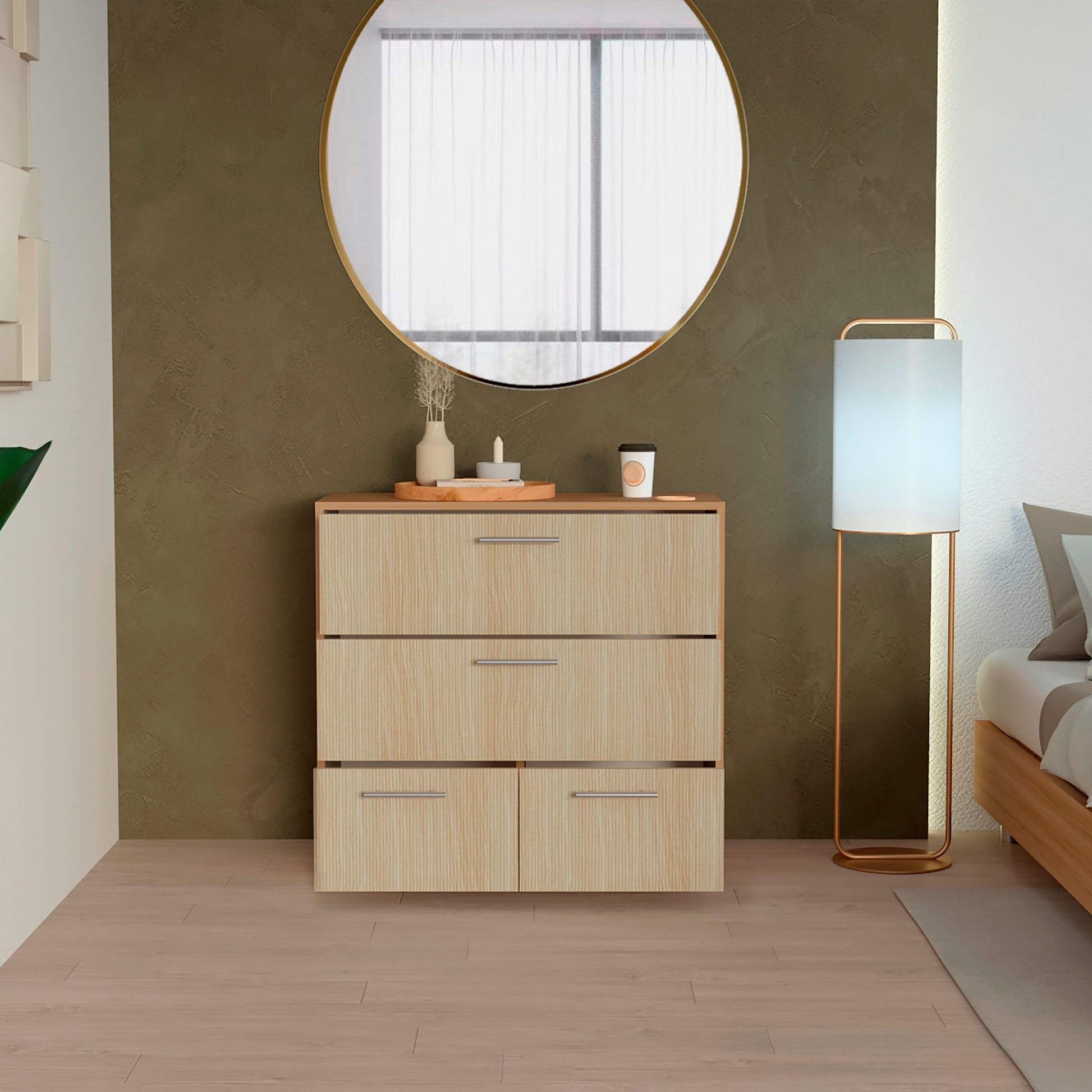 Cajonera Sevilla  75X80X38,8 Rta Fresno Europeo/Blanco Mqz+Mallado