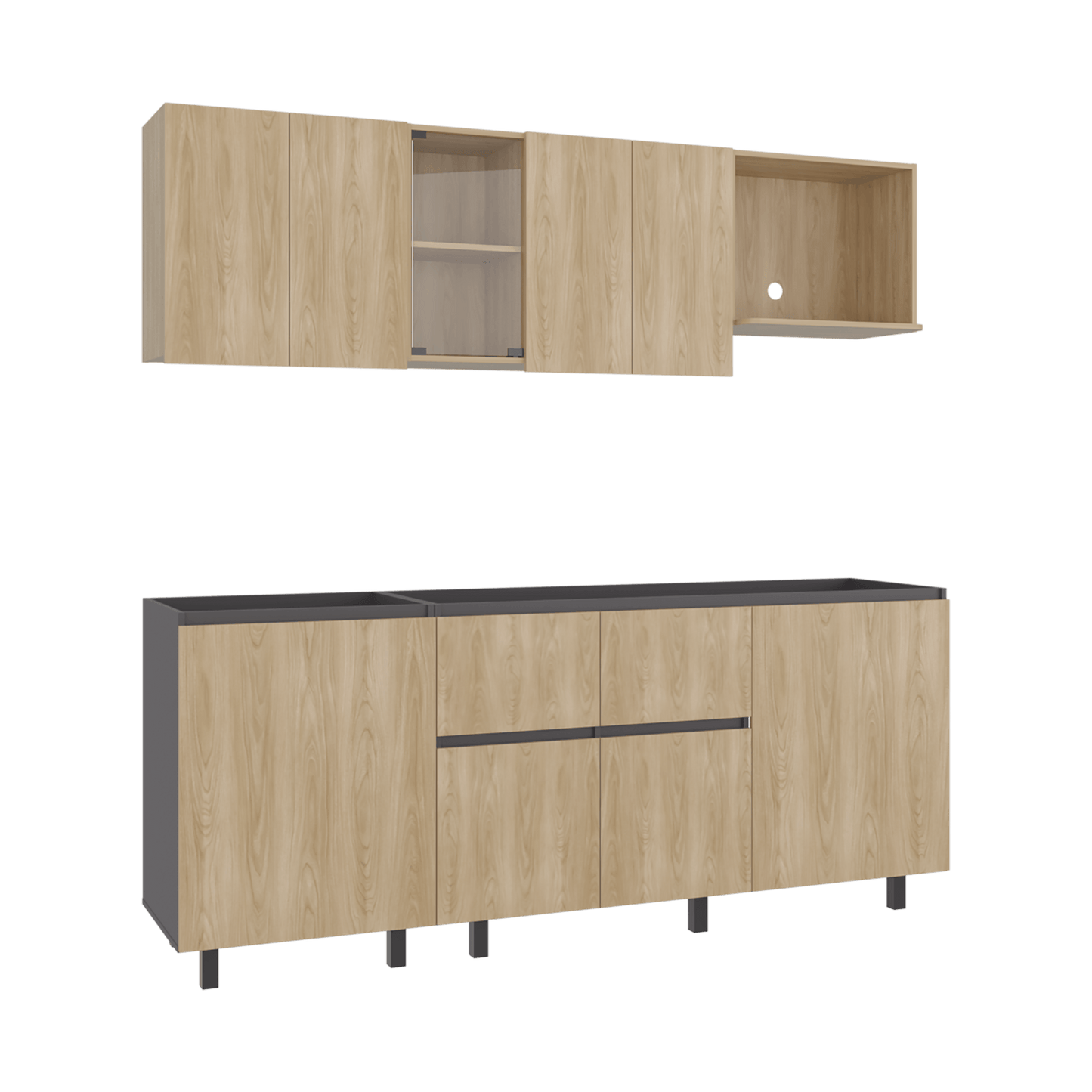 Cocina 2,10 Amantia Rta Fresno Plomo